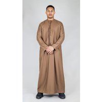 Braune Thobe Emirati islamische Jubba Robe Eid Quaste Slim Fit