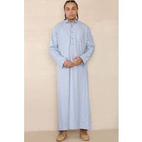 Herren Blau Thobe Jubba Saudi Ramadan Eid Islamischer Kaftan Kaudara Arabisch Jubbah