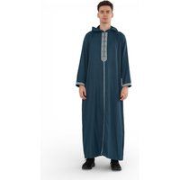 Herren Eid Aqua Green Marokkanische Thobe Robe mit Kapuze Djellaba Ramadan Jubba- HM3
