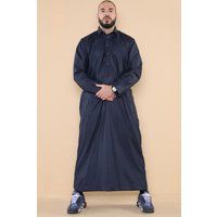 Herren Navy Thobe Jubba Saudi Ramadan Eid Islamischer Kaftan Kaudara Arabisch Jubbah