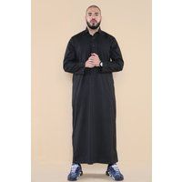Herren Schwarz Thobe Jubba Saudi Ramadan Eid Islamischer Kaftan Kaudara Arabisch Jubbah