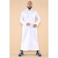Herren Weiß Thobe Jubba Saudi Ramadan Eid Islamischer Kaftan Kaudara Arabisch Jubbah