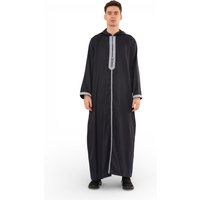 Marokkanische Thobe-Robe für Männer, Eid, Marineblau, mit Kapuze, Djellaba, Ramadan, Jubba – HM3