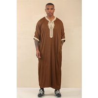 Braune marokkanische Thobe Jubba Robe für Herren Eid Djellaba Gandoura