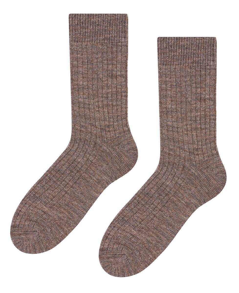 Herren Alpaka Wolle Socken für Winter | Steven | Gestrickte Crew Boot Socken - Beige