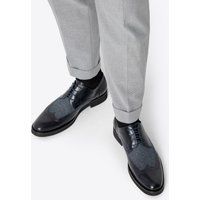Wittchen Herren-Derbyschuhe aus Leder mit Textileinsätzen, marineblau, Naturleder