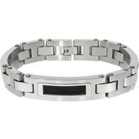 Zeeme Stainless Steel Armband Edelstahl matt glanz zweifarbig mit schwarzem Stahlseil