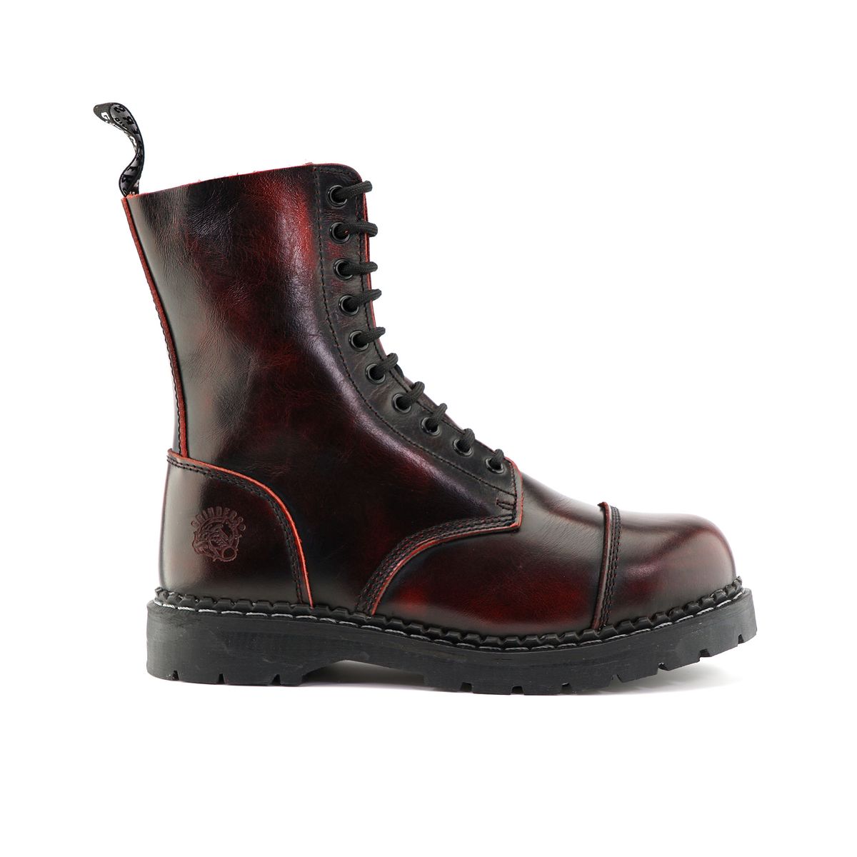 Grinders Unisex-Schnürstiefel aus Leder mit Stahlkappe, Weinrot, Stag ACS