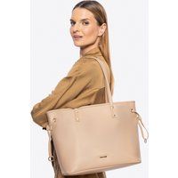 Wittchen Damen-Einkaufstasche aus Öko-Leder mit Trageriemen, Beige