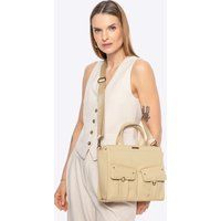 Wittchen Damen-Handtasche aus Baumwollmischgewebe, Beige