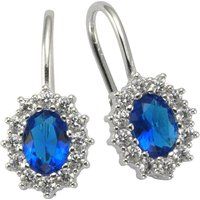 Zeeme Silber Ohrringe Silber 925 rhodiniert Glasstein blau & weiß