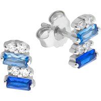 Zeeme Silber Ohrringe Silber 925 rhodiniert mit Zirkonia blau und weiß