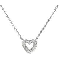 Zeeme Silber Halskette Silber 925 rhodiniert 42+5cm lang mit Herz-Motiv