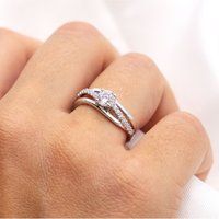 Zeeme Silber Ring Silber 925 rhodiniert mit Zirkonia weiß