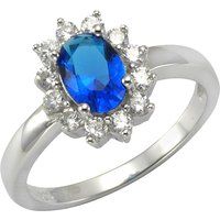 Zeeme Silber Ring Silber 925 rhodiniert mit Zirkonia blau und weiß