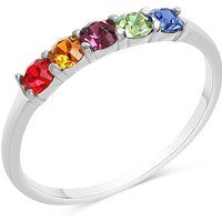 Zeeme Silber Ring Silber 925 rhodiniert mit bunten Kristallen
