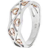 Zeeme Silber Ring Silber 925 zweifarbig mit Herz-Motiven