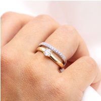 Zeeme Silber Ring Silber 925 zweifarbig Ring Set mit Zirkonia weiß