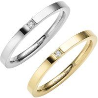 Zeeme Stainless Steel Ring Edelstahl 2tlg. Set mit weißem Zirkonia-Stein