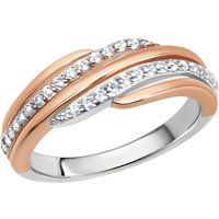 Zeeme Silber, F Ring Silber 925 zweifarbig mit Zirkonia weiß