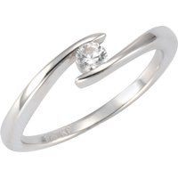 Zeeme Silber Ring Silber 925 rhodiniert mit weißem Zirkonia-Stein