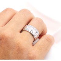 Zeeme Silber Ring Silber 925 rhodiniert mit weißen Zirkonia-Steinen