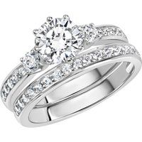 Zeeme Silber Ring Silber 925 zweiteilig mit Zirkonia weiß