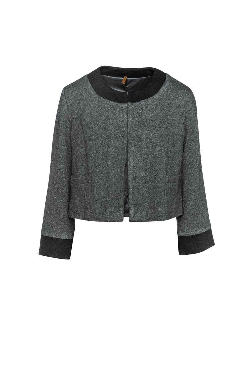 Anthrazitfarbener Bolero mit langen Ärmeln