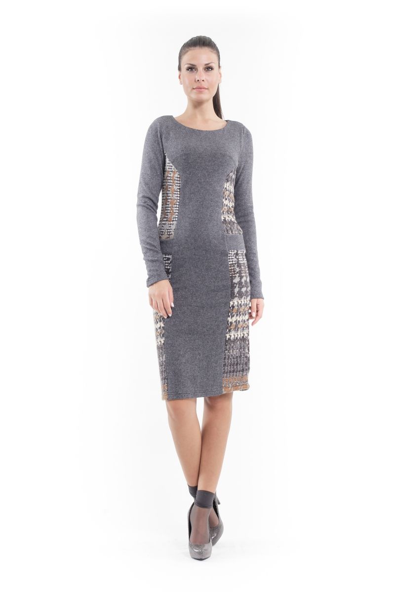Gemustertes gerades Pulloverkleid