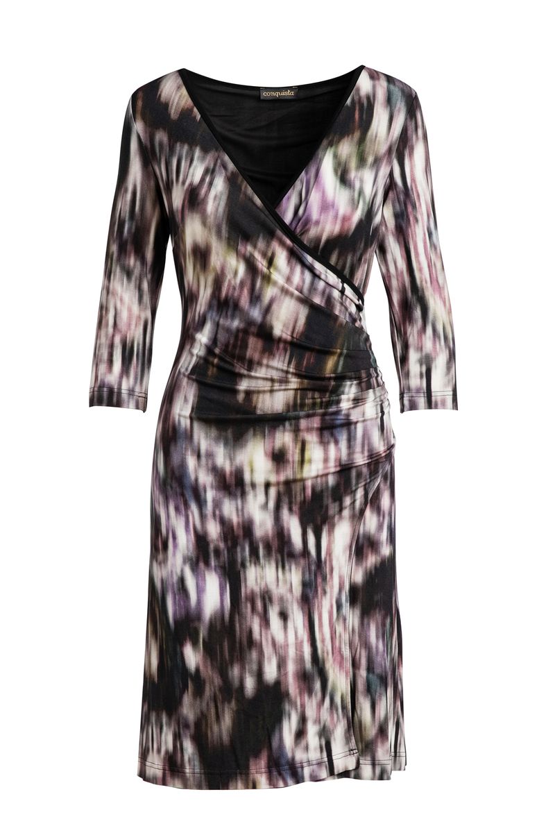 Faux-Wickelkleid aus bedrucktem Jersey von Conquista Fashion