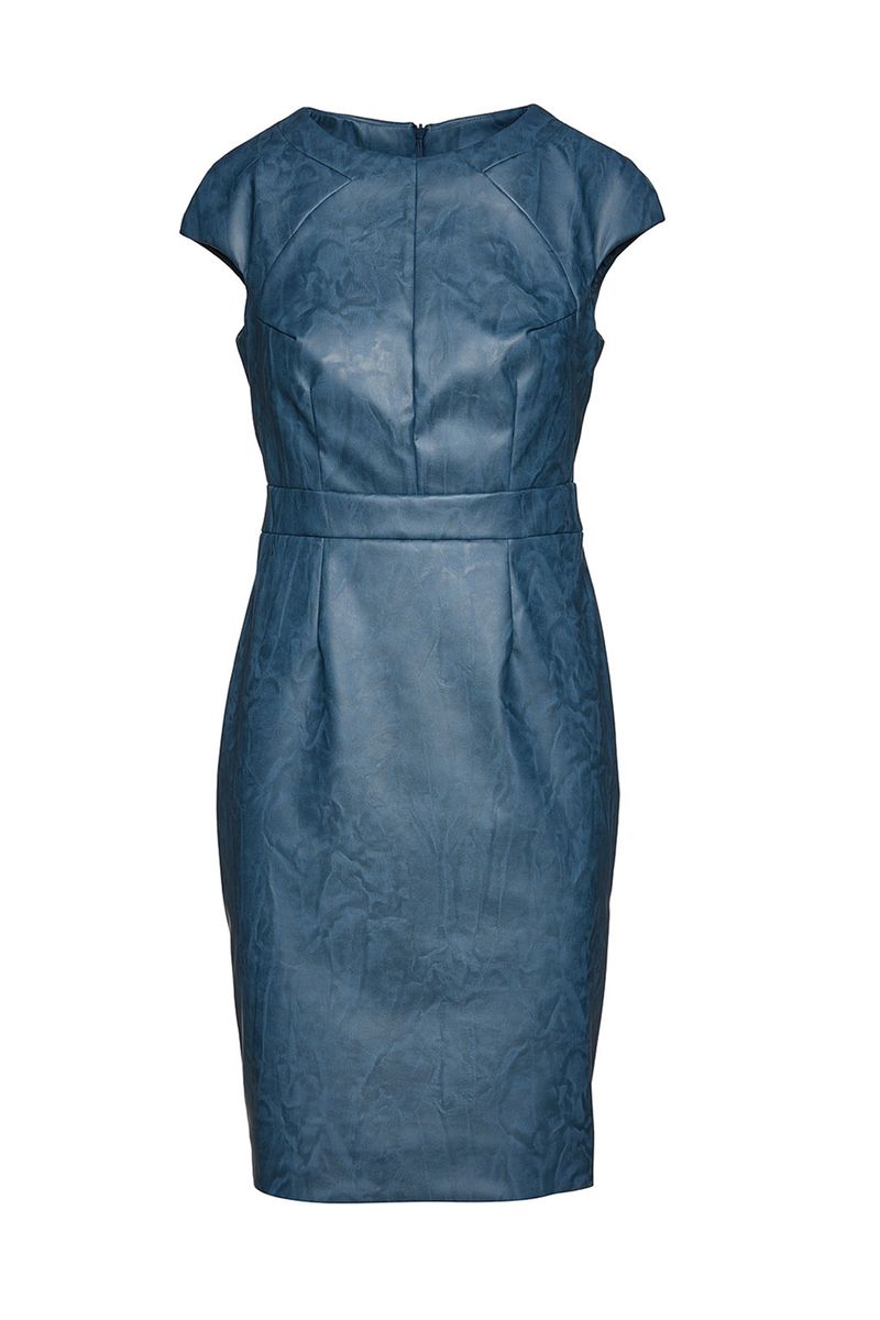 Indigo-Kunstlederkleid