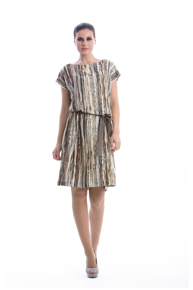 Gemustertes Sackkleid Olive