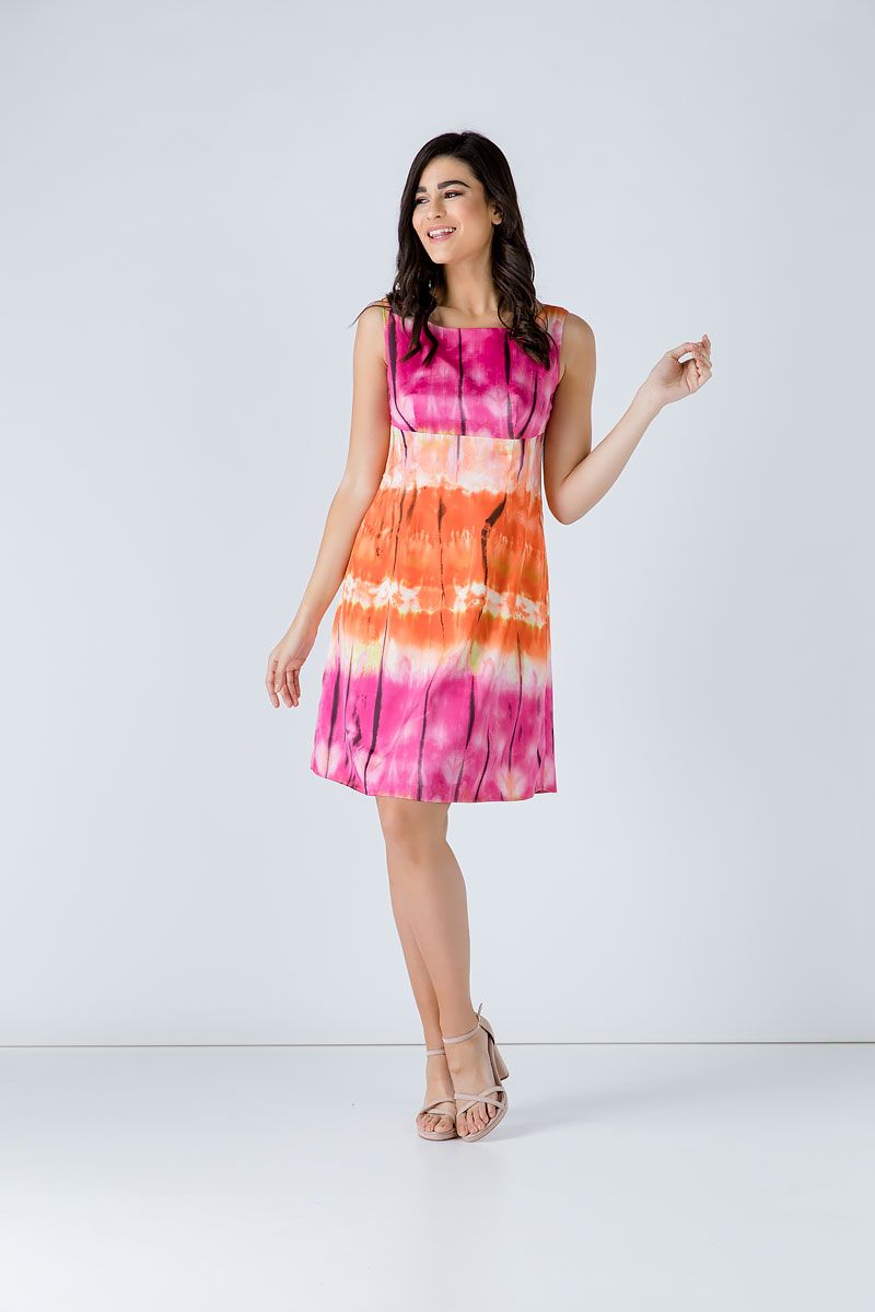 Mehrfarbiges Empire-Linienkleid