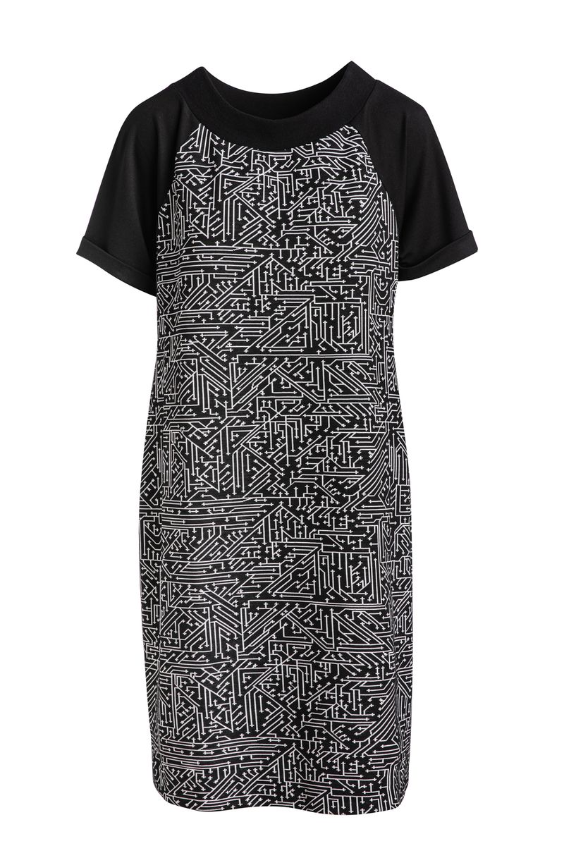 Schwarz-weißes A-Linien-Kleid Conquista Fashion