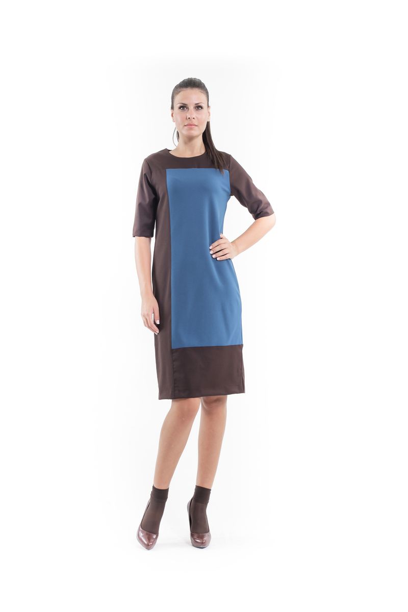 Shiftkleid aus Kontraststoff petrol