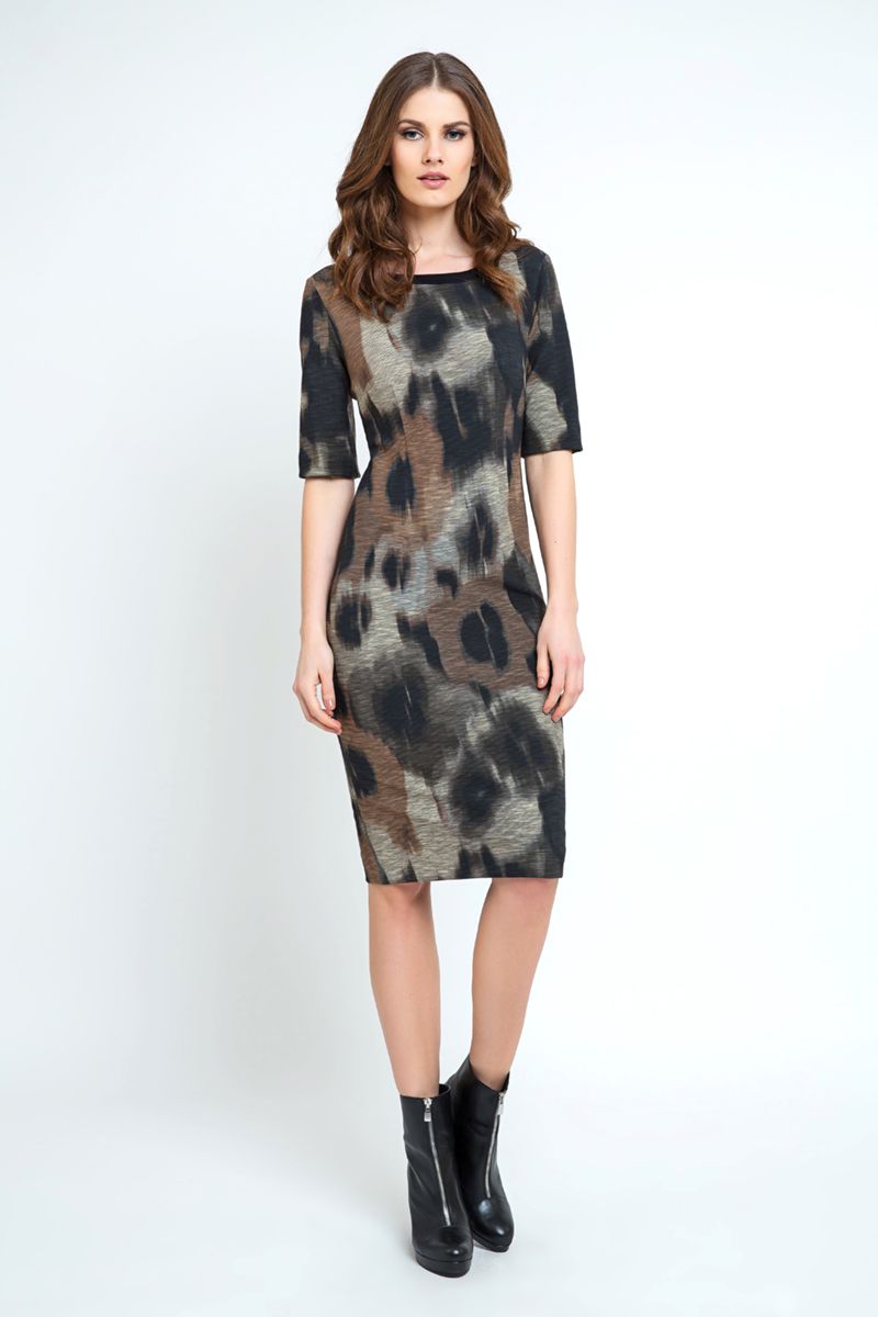 Tailliertes Midikleid mit Druck
