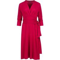 Bordeauxrotes Wickelkleid mit 3/4-Ärmeln und V-Ausschnitt – weicher Viskose-Jersey