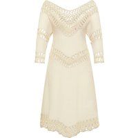 IZIA Tunika-Kleid Mini mit Häkelpart Damen Wollweiß