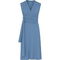 Staubig hellblaues ärmelloses Jerseykleid mit Taillenband aus Viskose und Elastan