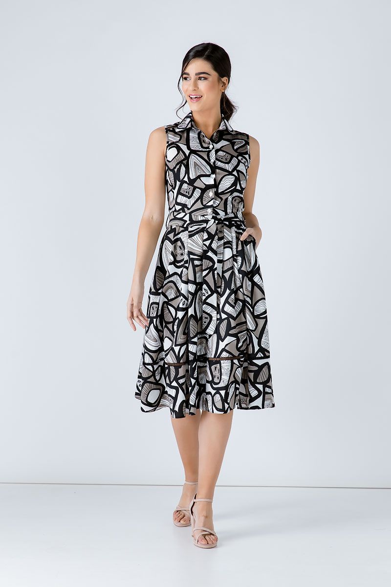 Hemdblusenkleid mit abstraktem Muster
