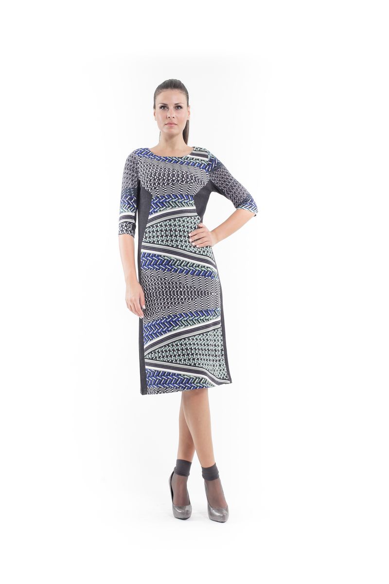 Stretchkleid mit Druck und Bahnen