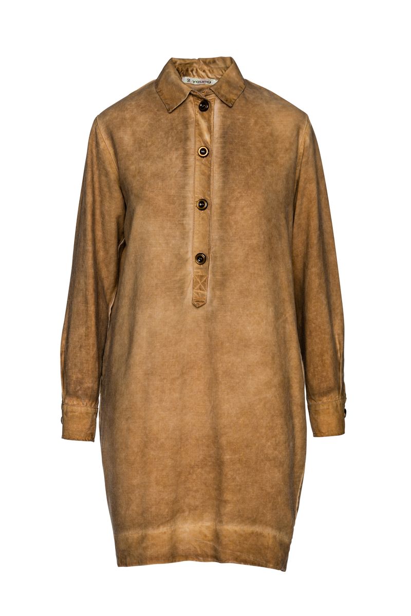 Hemdkleid aus Tencel in Taupe