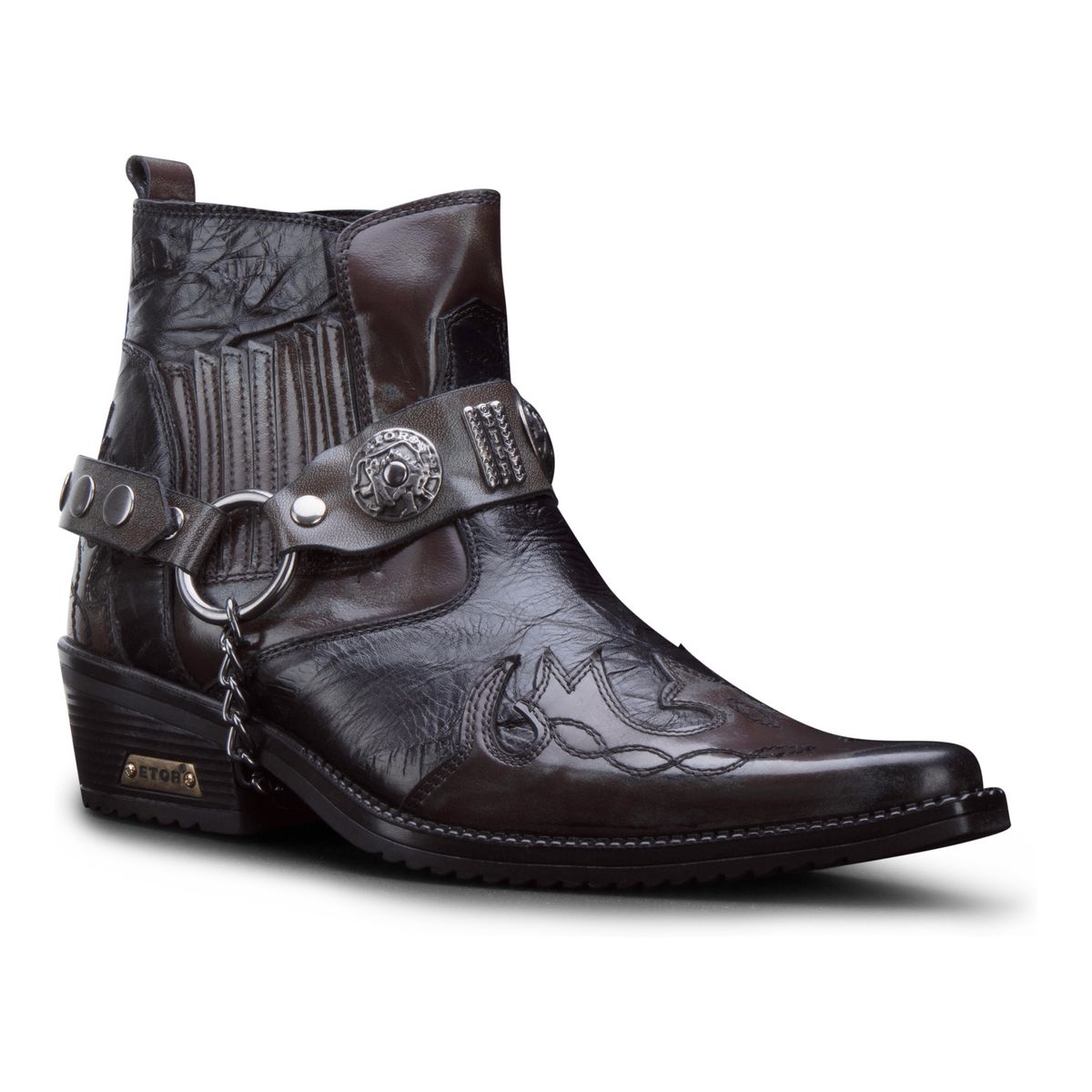 Spitze Winklepicker Cowboy Lederstiefeletten