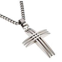 Zeeme Stainless Steel Halskette Edelstahl mit Kreuz-Anhänger 70cm lang