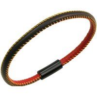 Zeeme Stainless Steel Armband echt Leder mit Deutschland-Farben 23cm