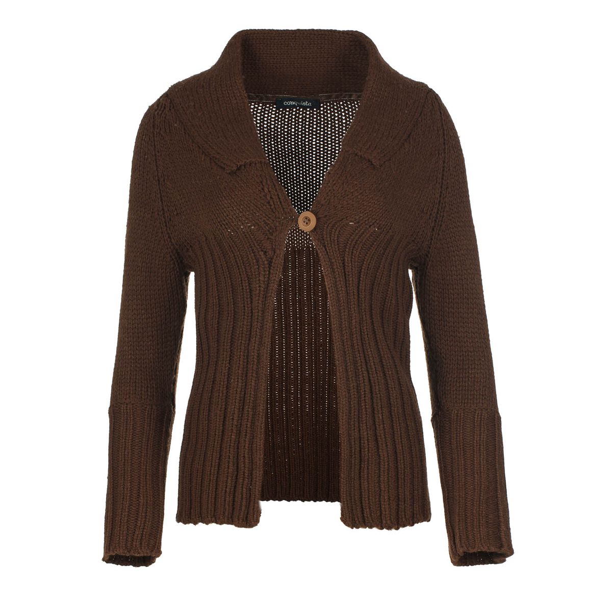 Brauner Strickcardigan mit einem Knopfverschluss