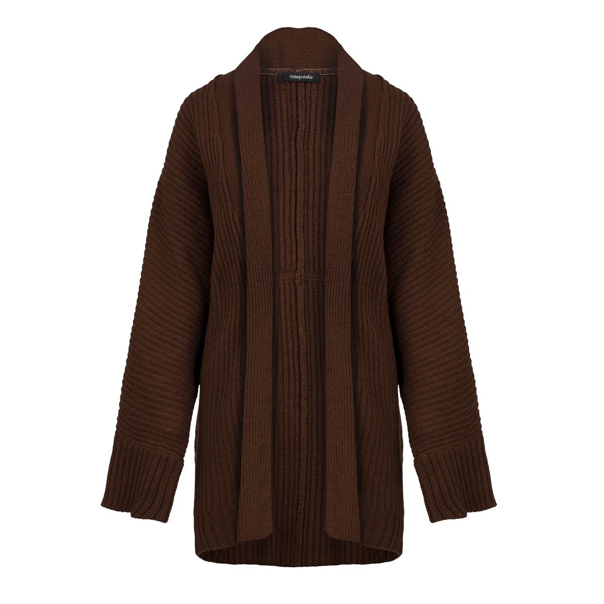 Hüftlange Batwing-Strickjacke mit offener Front