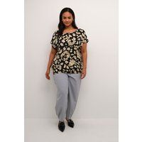 Kurzarm-Bluse Loose fit Black/Sand Leo Print leopard