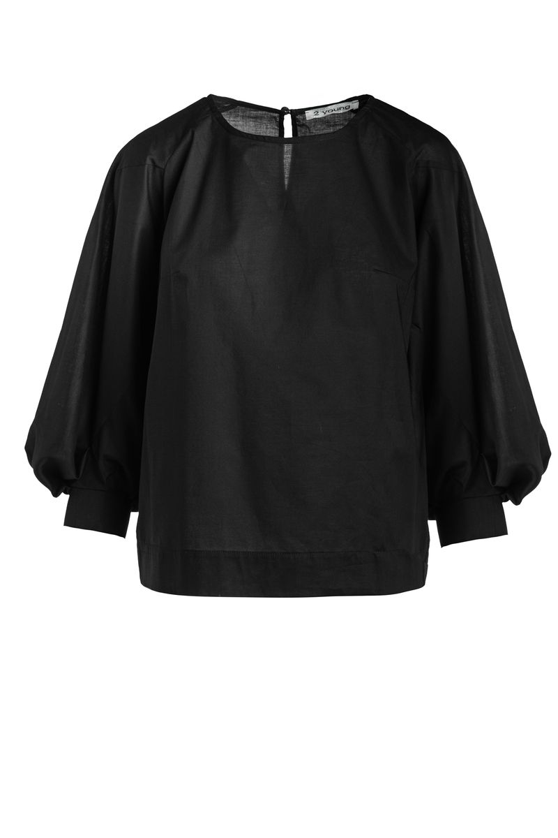 Schwarzes Top mit Bishop-Ärmeln