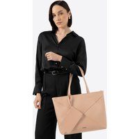 Wittchen Damen-Einkaufstasche aus Kunstleder mit Ziernähten, beige, Öko-Leder